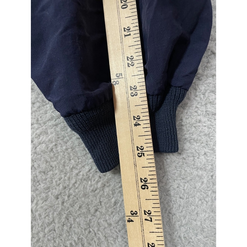 Vtg Eddie Bauer Bomber Jacket Men's L Navy Blue Nylon Fleece Lined Full Zip 90s - Picture 4 of 9